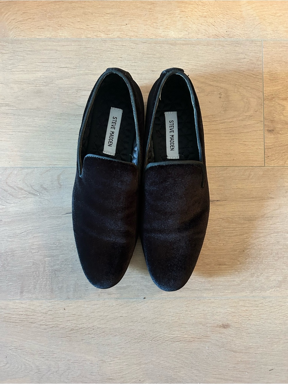 Steve Madden Black Velvet Slip-On Loafers